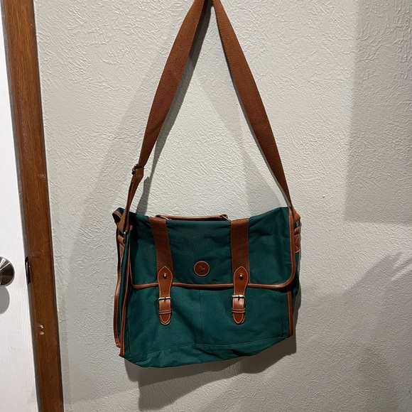 Polo Ralph Lauren Green Messenger Bag with Brown Accents NWOT - Picture 2 of 7